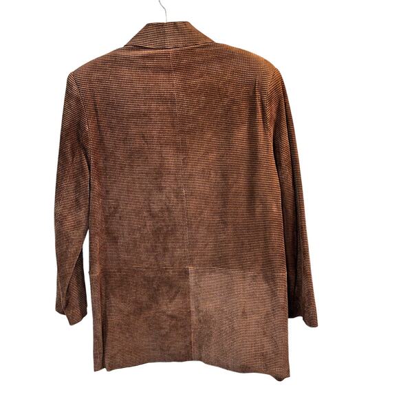 The Limited Women's Brown Genuine Leather Geometric Sport Blazer Size Medium - Picture 9 of 9